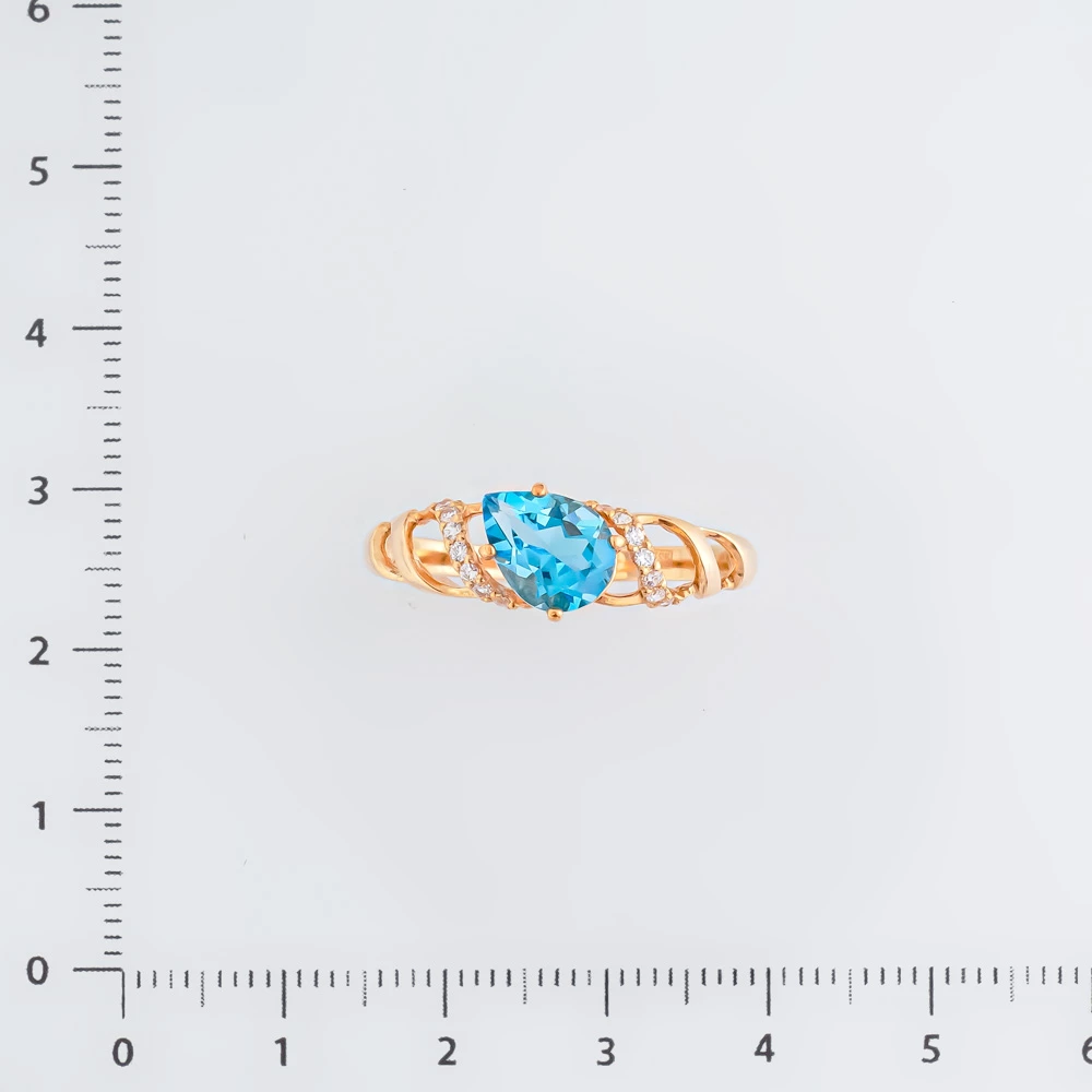 Кольцо с топазом из красного золота 585 пробы