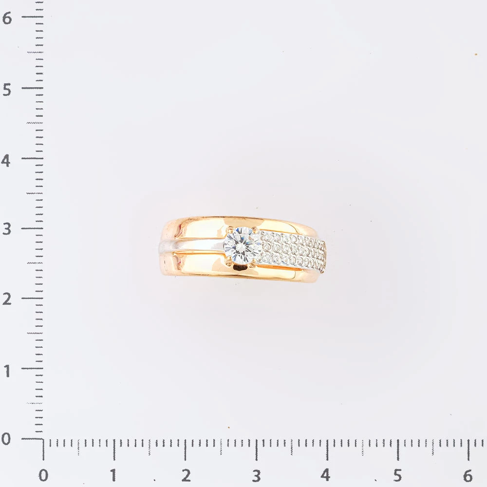 Кольцо с фианитом из красного золота 585 пробы