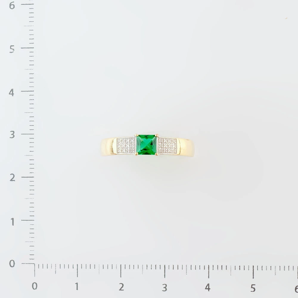 Кольцо с изумрудом синтетическим из желтого золота 585 пробы