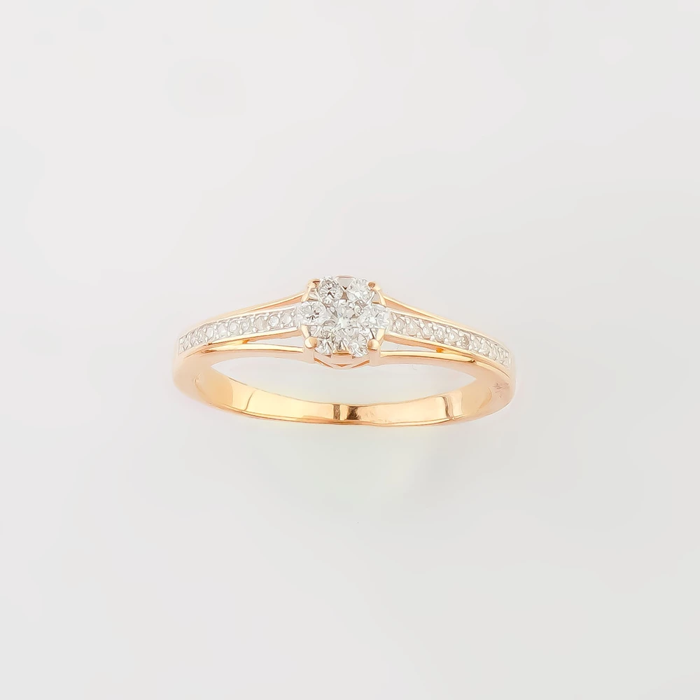 Кольцо с бриллиантом из красного золота 585 пробы