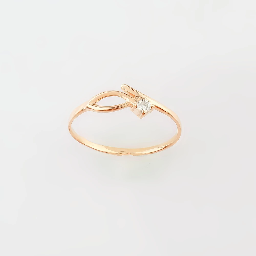 Кольцо с бриллиантом из красного золота 585 пробы