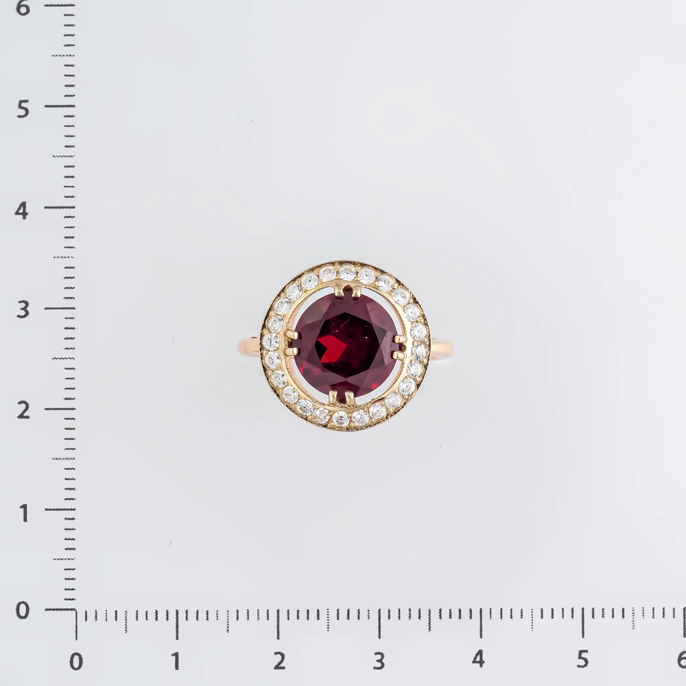 Кольцо с гранатом из красного золота 585 пробы