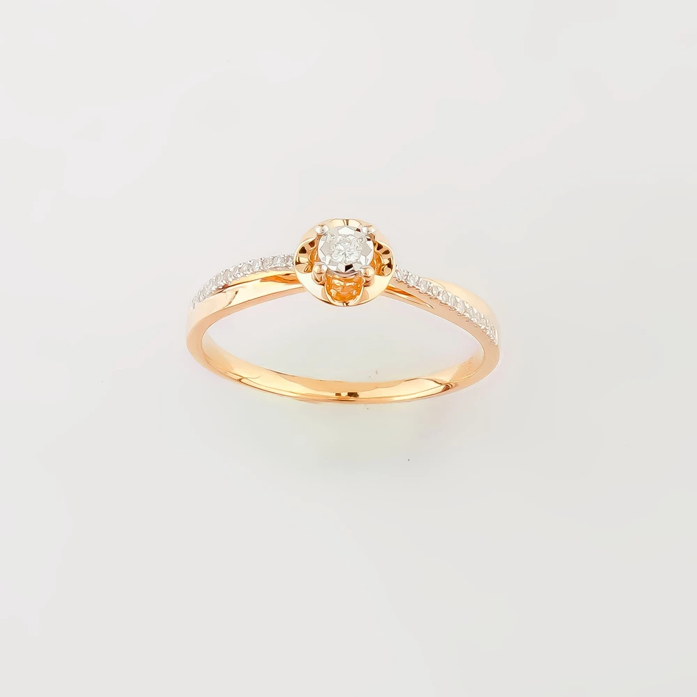 Кольцо с бриллиантом из красного золота 585 пробы