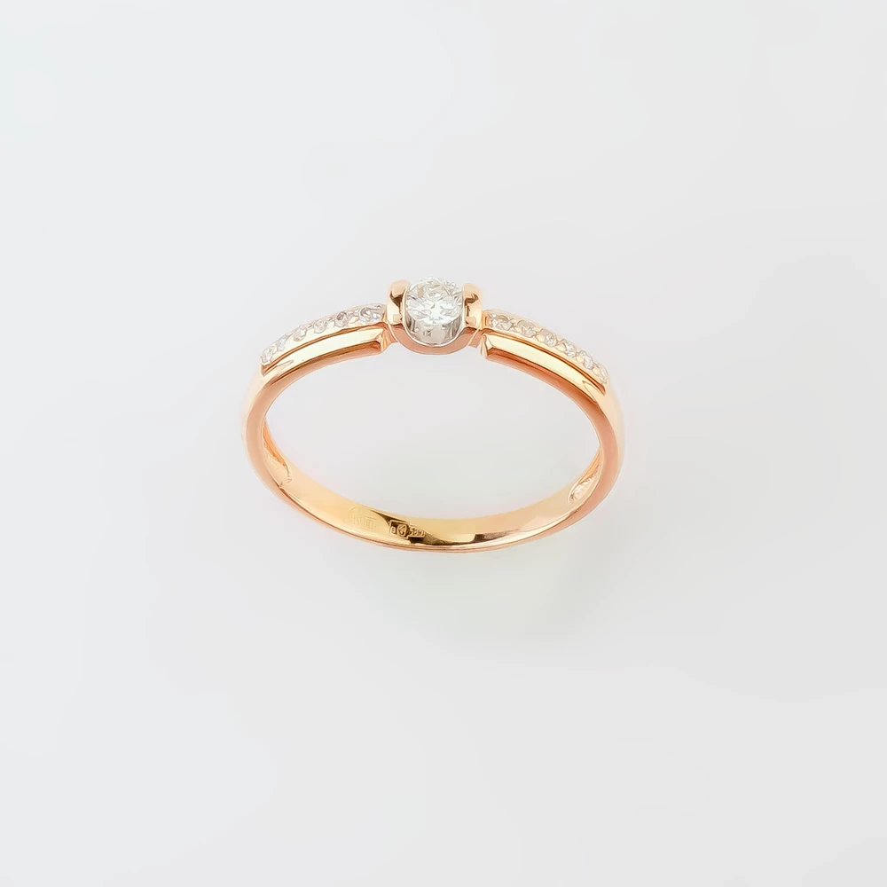 Кольцо с бриллиантом из красного золота 585 пробы