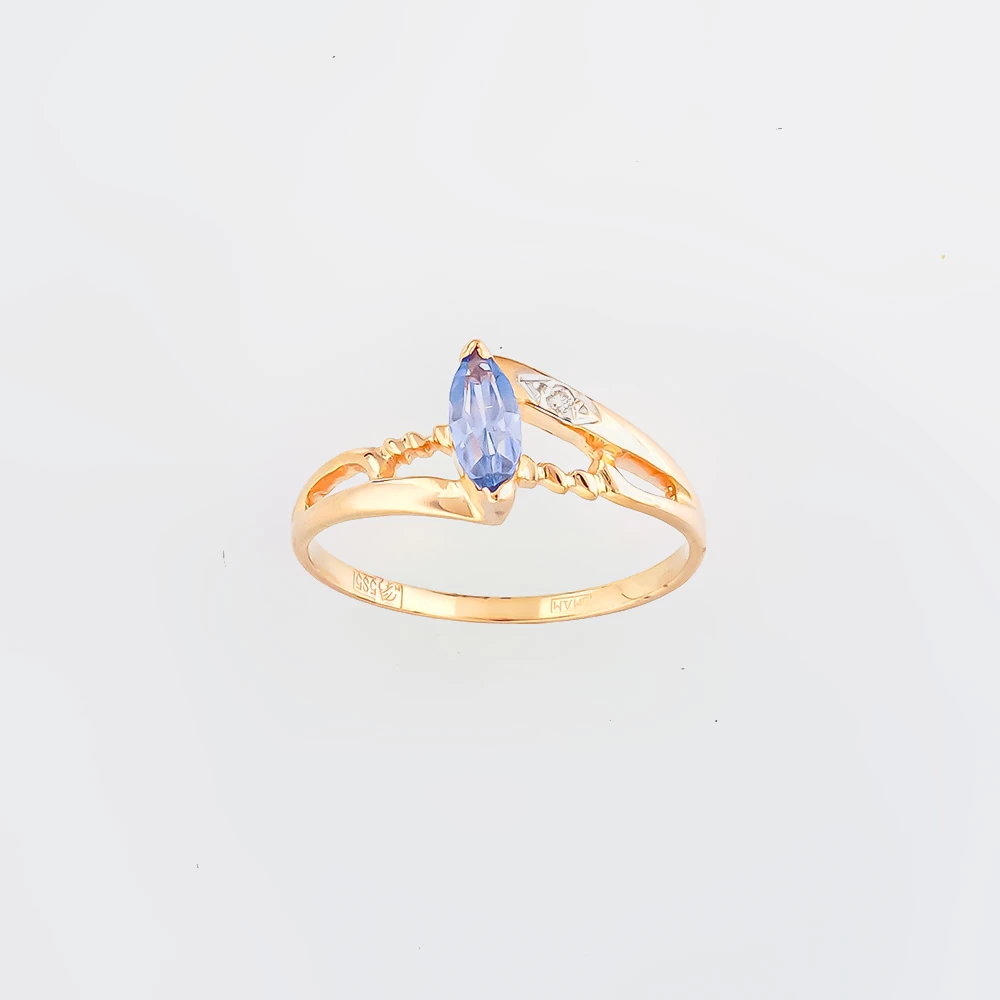 Кольцо с ситаллом из красного золота 585 пробы