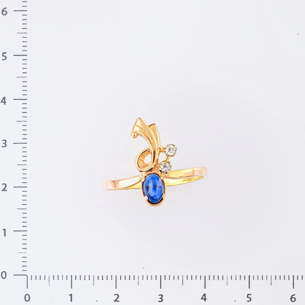 Кольцо с фианитом из красного золота 585 пробы