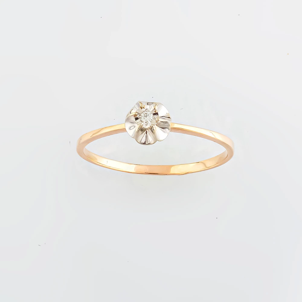 Кольцо с бриллиантом из красного золота 585 пробы