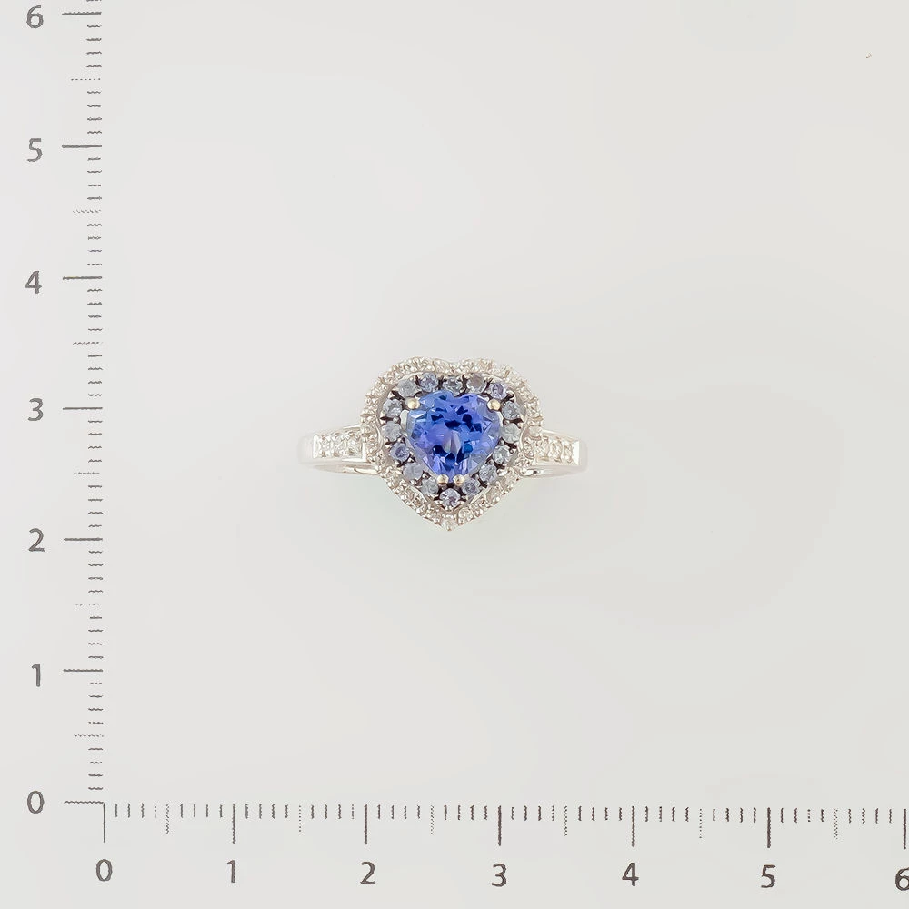 Кольцо с танзанитом из белого золота 585 пробы