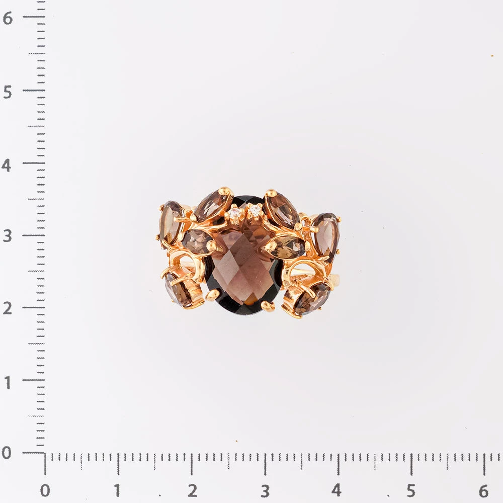 Кольцо с раух-топазом из красного золота 585 пробы