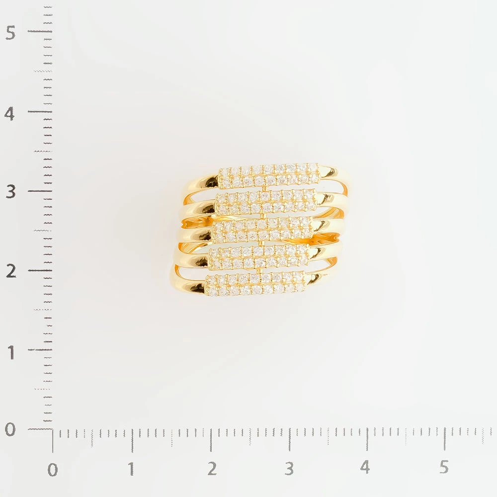 Кольцо с фианитом из желтого золота 585 пробы