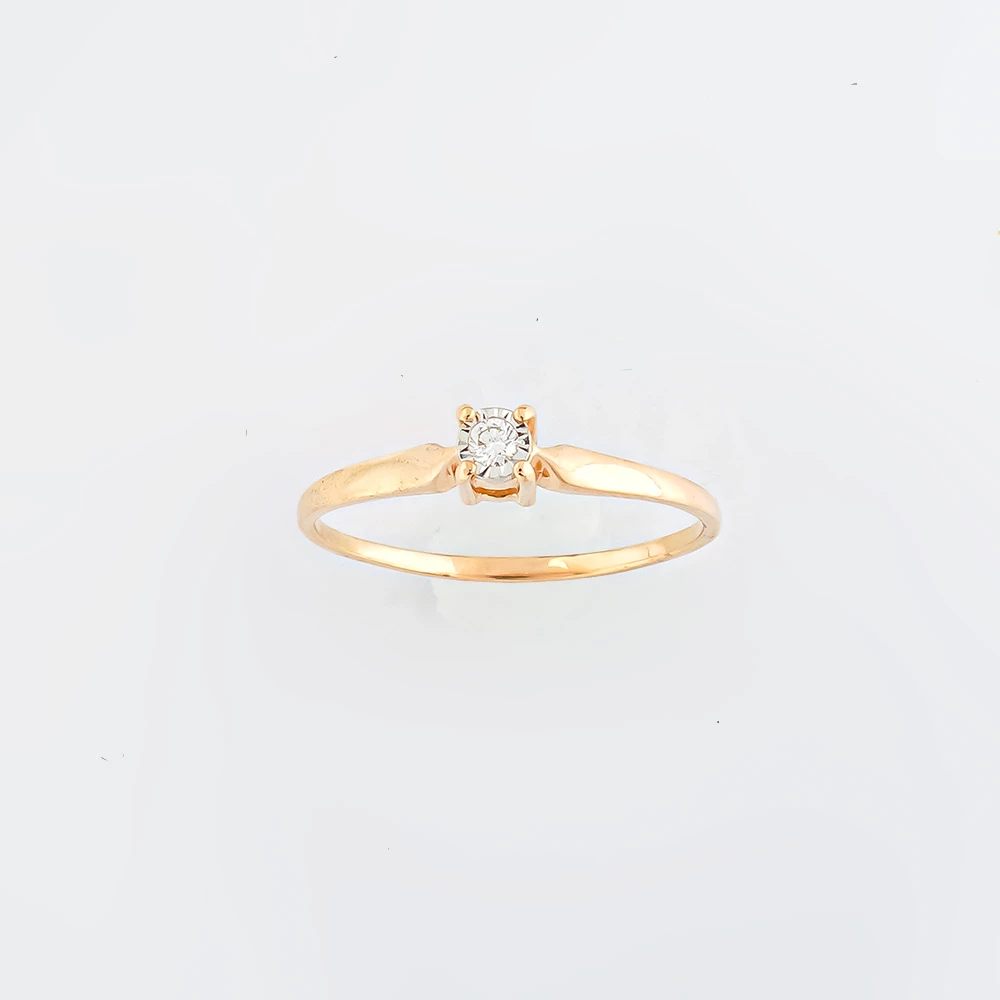 Кольцо с бриллиантом из красного золота 585 пробы