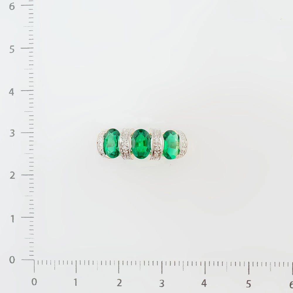 Кольцо с изумрудом синтетическим из красного золота 585 пробы