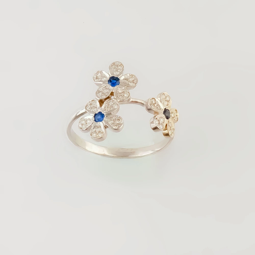 Кольцо с сапфиром из белого золота 585 пробы