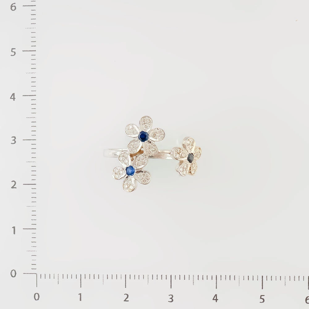 Кольцо с сапфиром из белого золота 585 пробы