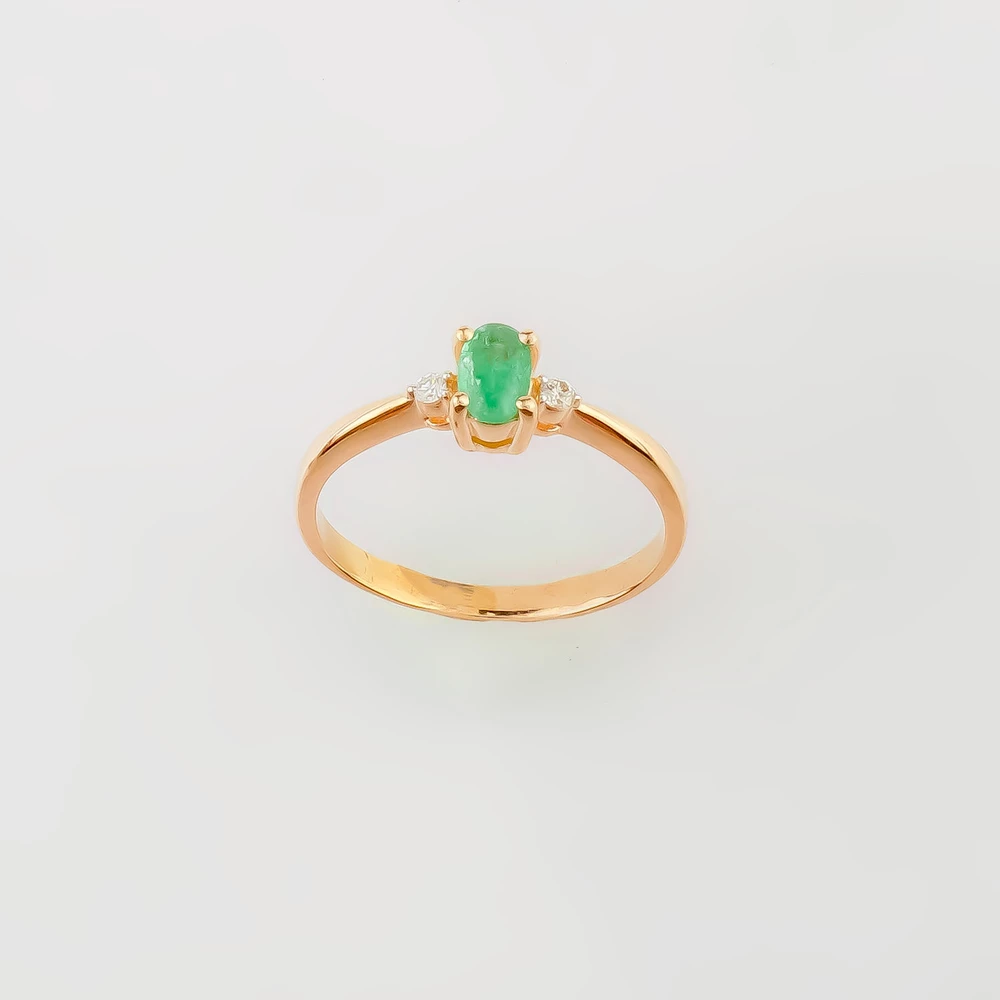 Кольцо с изумрудом из красного золота 585 пробы