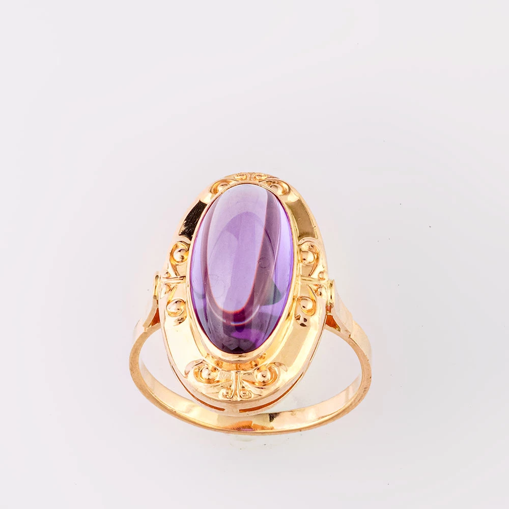 Кольцо с фианитом из красного золота 583 пробы Кольцо с фианитом из красного золота 583 пробы