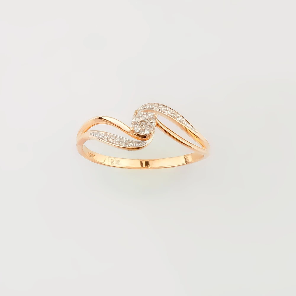 Кольцо с бриллиантом из красного золота 585 пробы