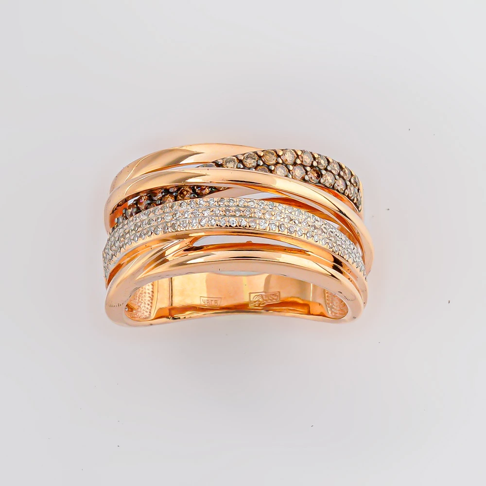 Кольцо с бриллиантом из красного золота 585 пробы