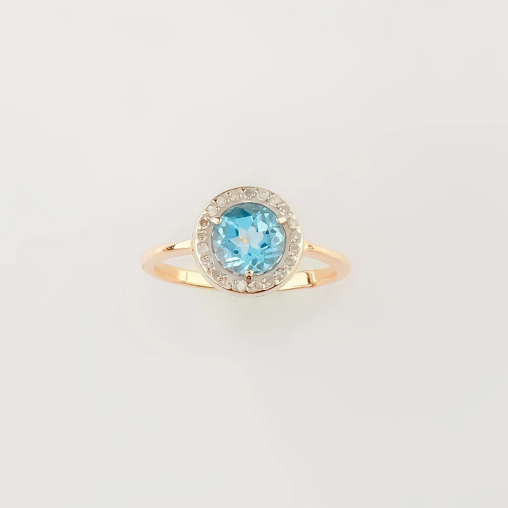 Кольцо с топазом из красного золота 585 пробы