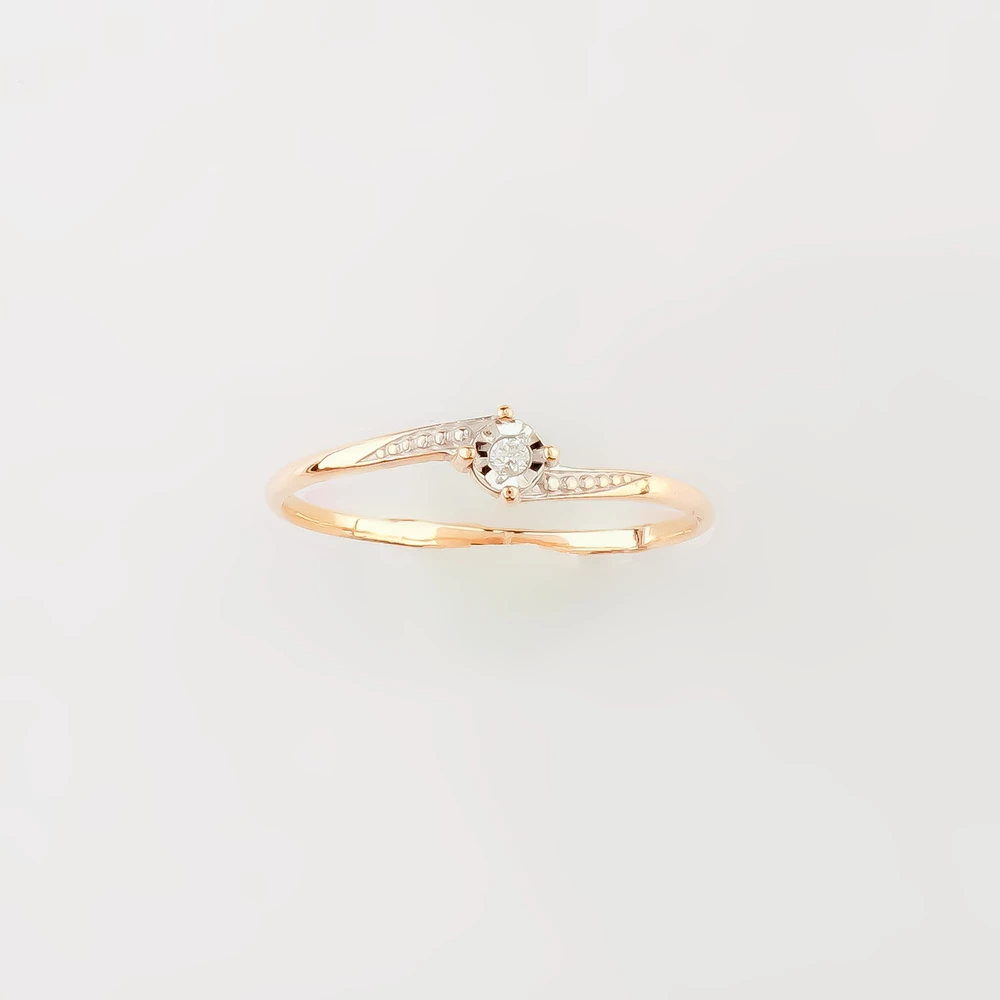 Кольцо с бриллиантом из красного золота 585 пробы