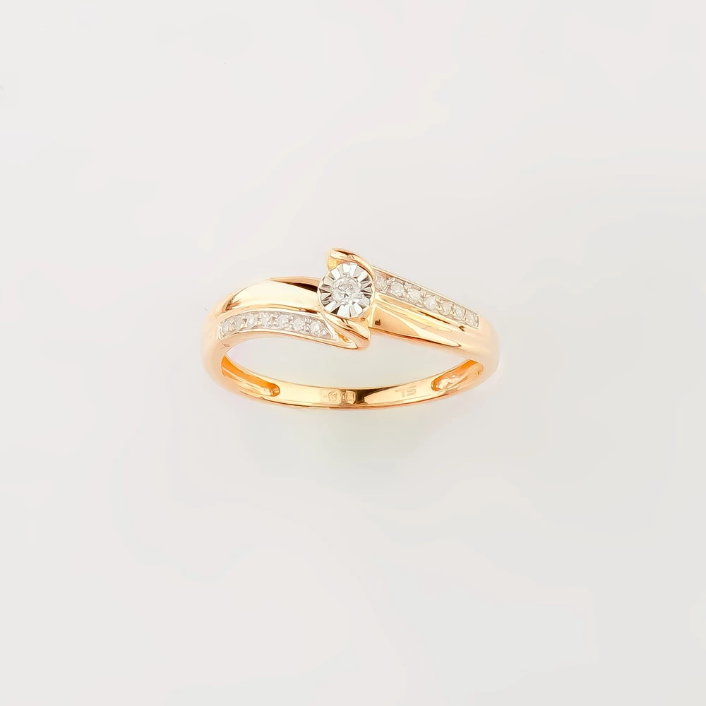 Кольцо с бриллиантом из красного золота 585 пробы