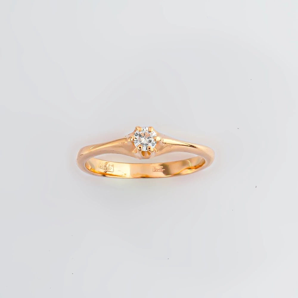 Кольцо с бриллиантом из красного золота 585 пробы