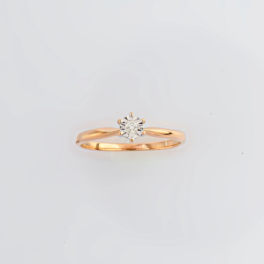 Кольцо с бриллиантом из красного золота 585 пробы