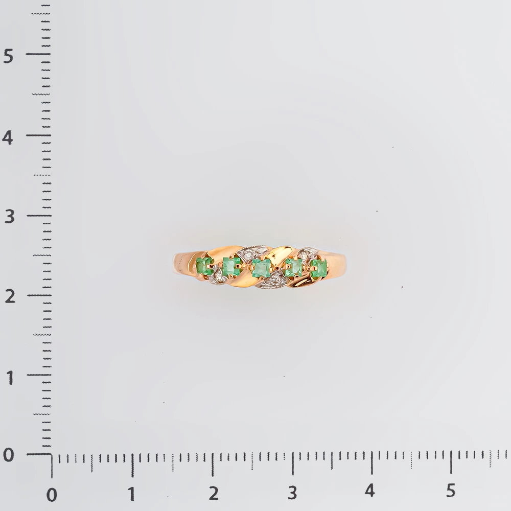 Кольцо с изумрудом из красного золота 585 пробы