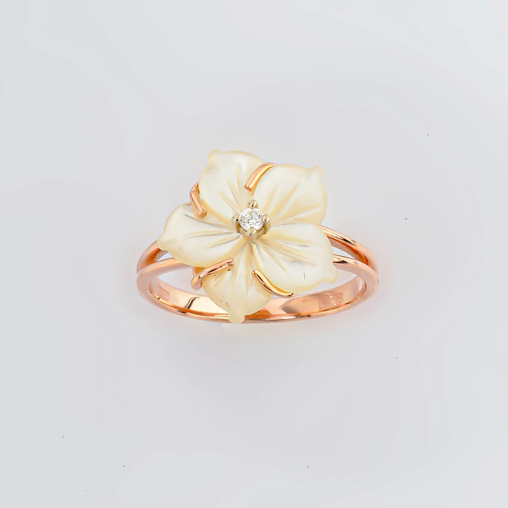 Кольцо с перламутром из красного золота 585 пробы