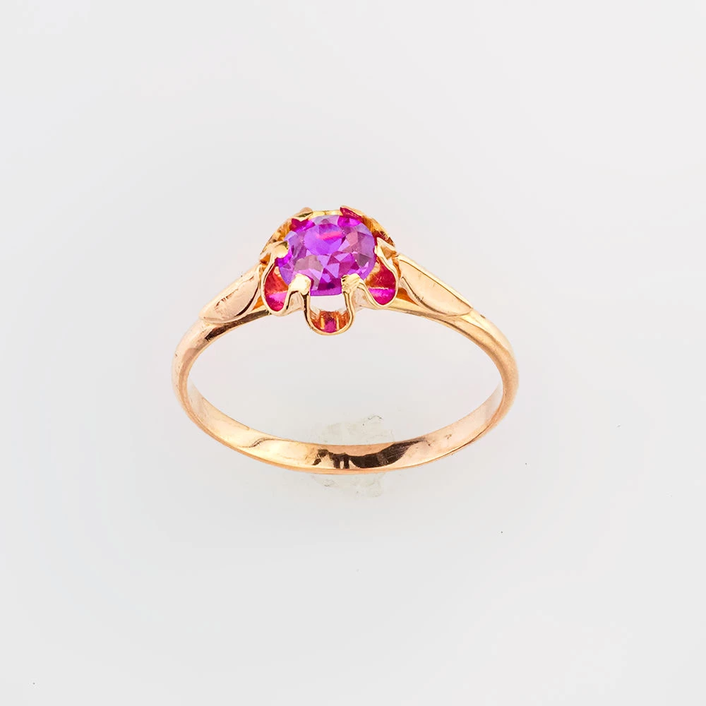 Кольцо с фианитом из красного золота 583 пробы