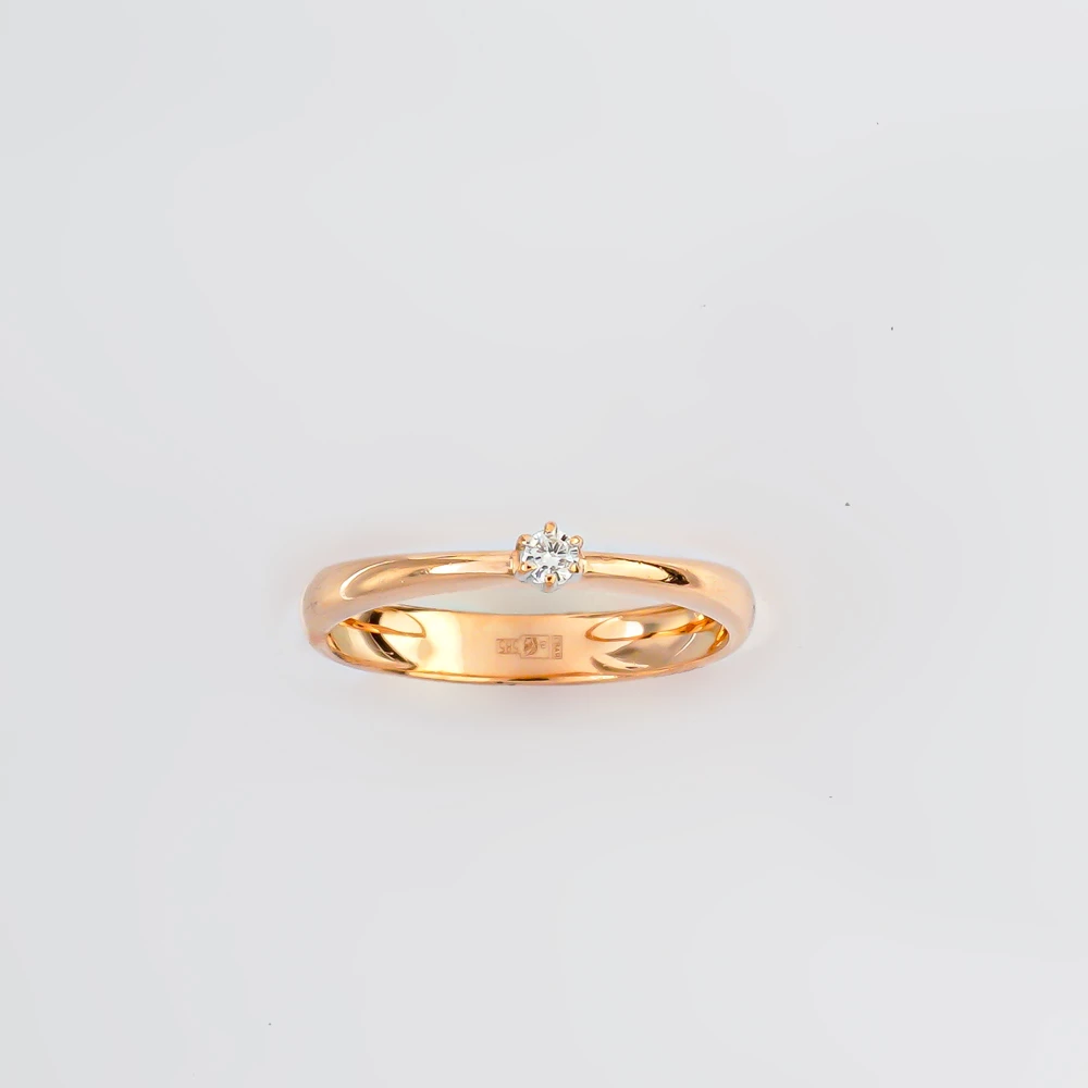 Кольцо с бриллиантом из красного золота 585 пробы