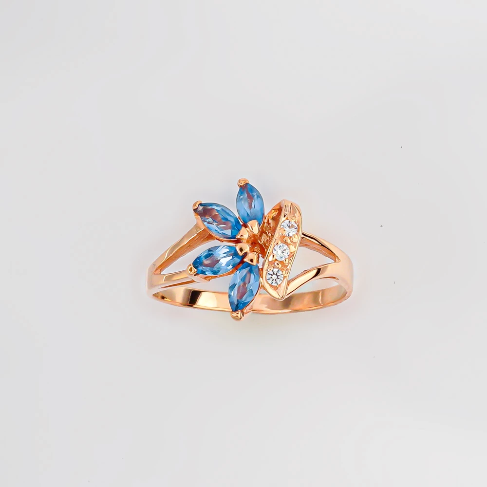 Кольцо с топазом из красного золота 585 пробы Кольцо с топазом из красного золота 585 пробы