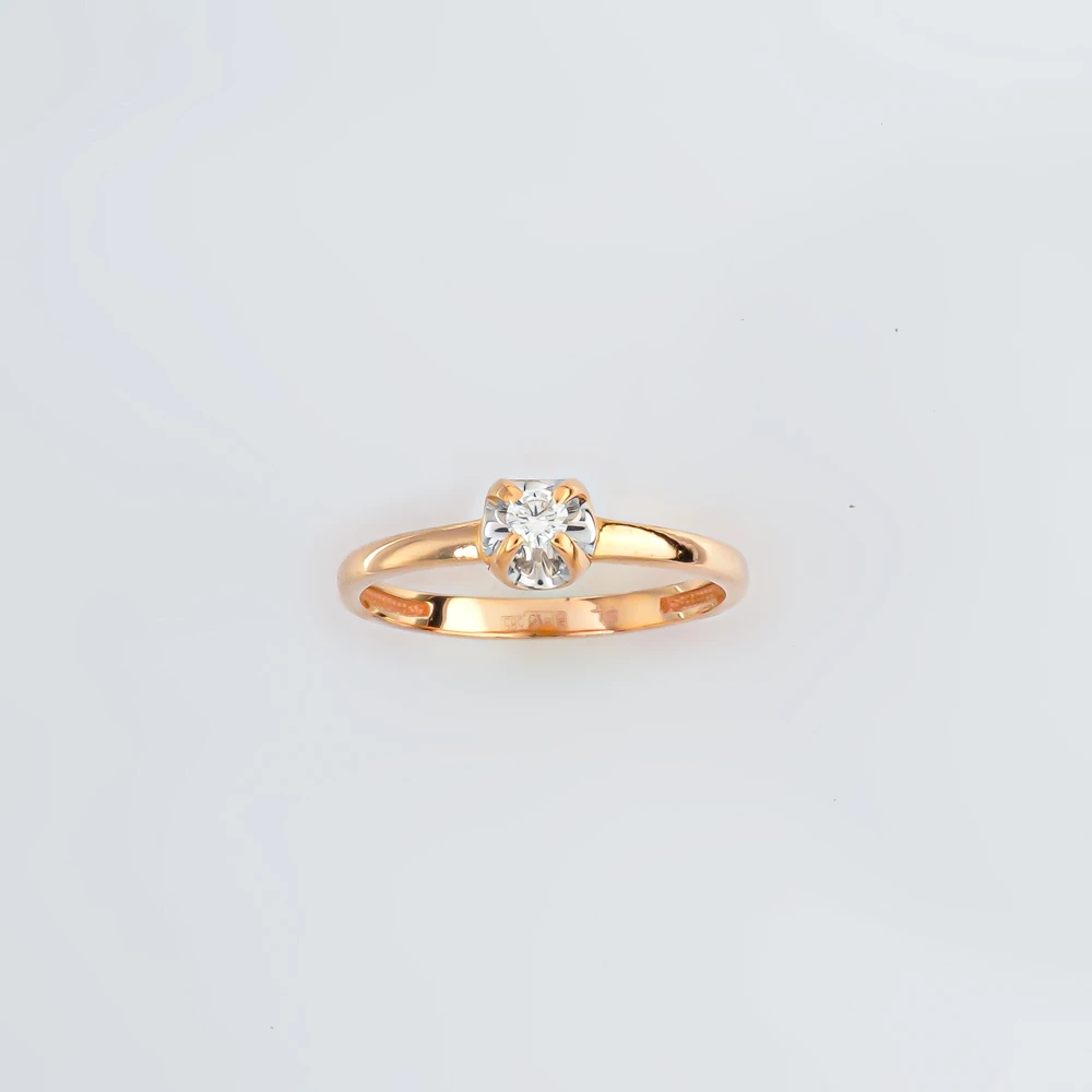 Кольцо с бриллиантом из красного золота 585 пробы