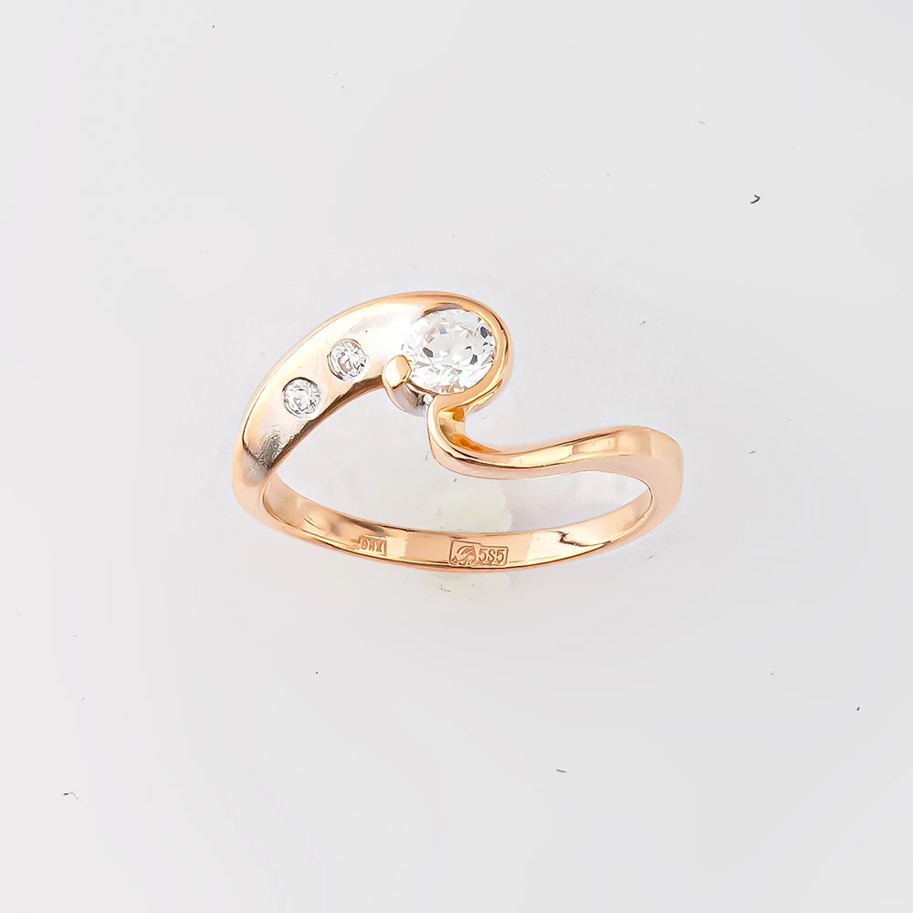 Кольцо с фианитом из красного золота 585 пробы Кольцо с фианитом из красного золота 585 пробы