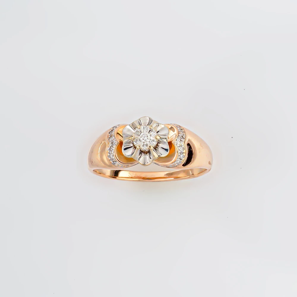 Кольцо с бриллиантом из красного золота 585 пробы Кольцо с бриллиантом из красного золота 585 пробы