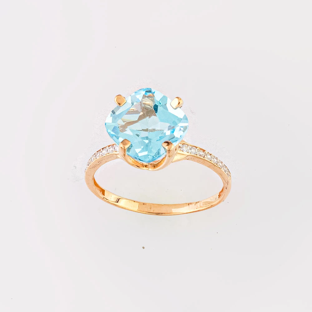 Кольцо с топазом из красного золота 585 пробы