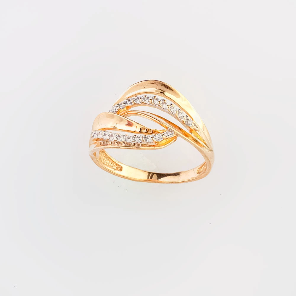 Кольцо с фианитом из красного золота 585 пробы