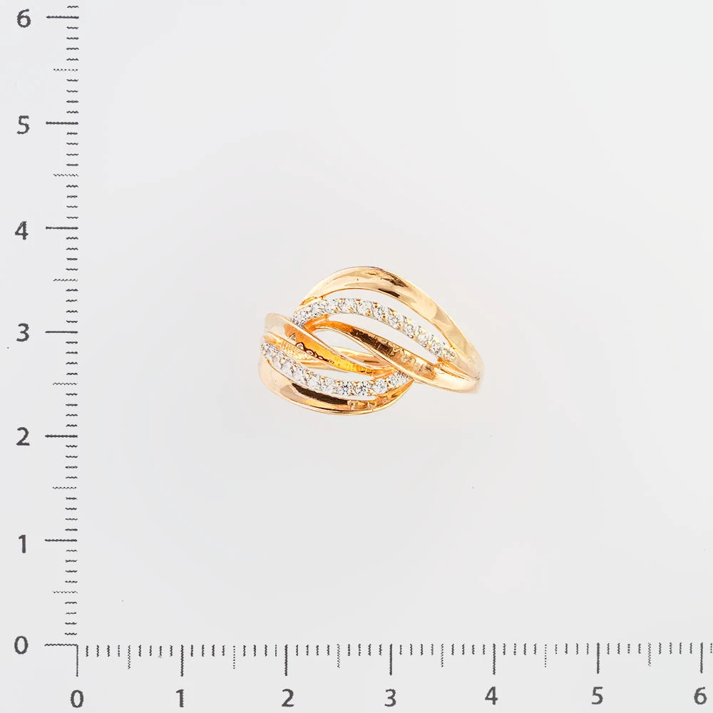 Кольцо с фианитом из красного золота 585 пробы