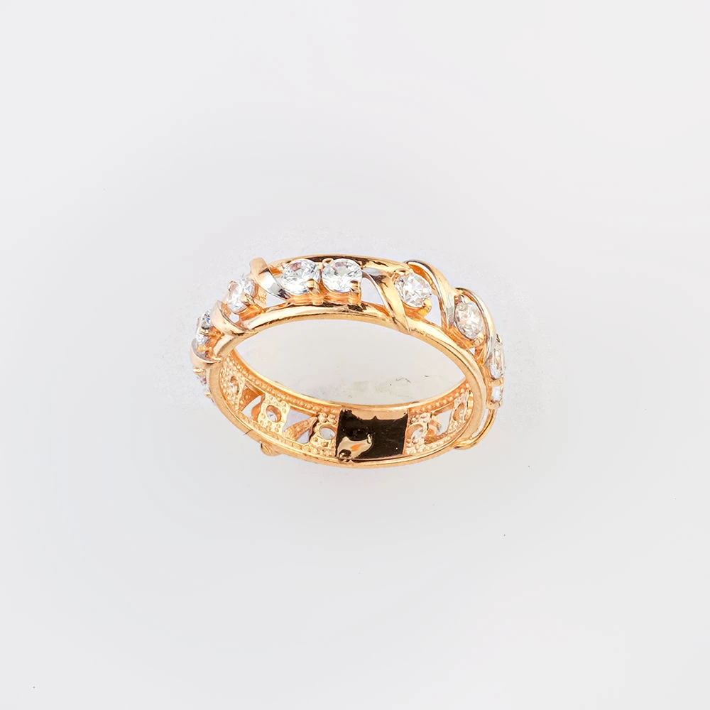 Кольцо с фианитом из красного золота 585 пробы