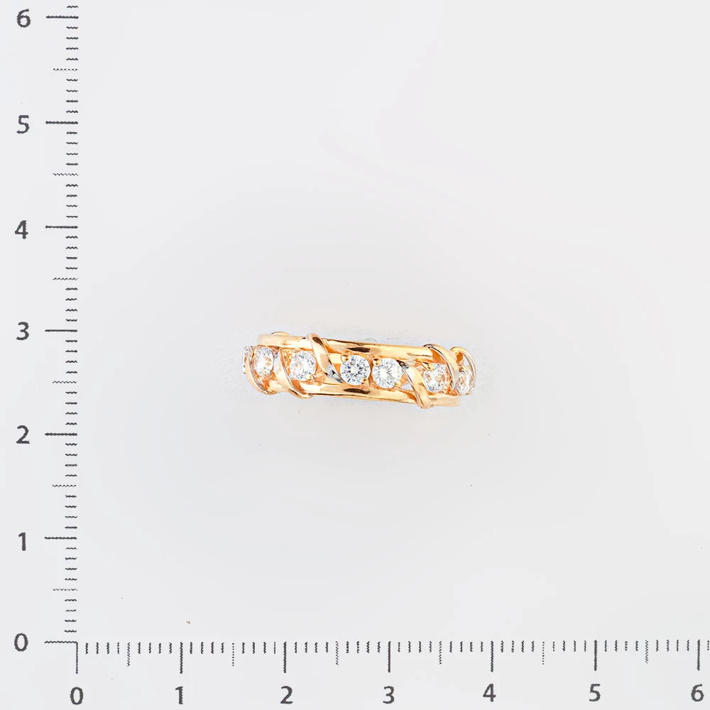 Кольцо с фианитом из красного золота 585 пробы