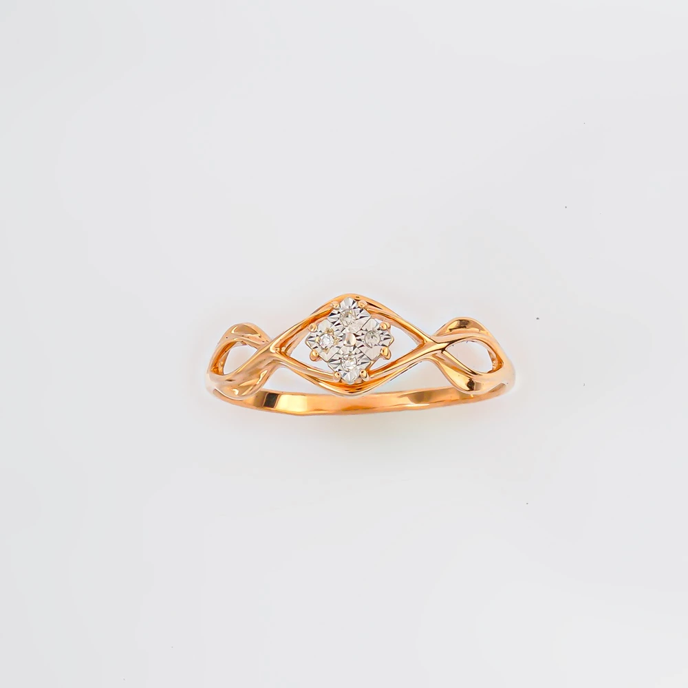 Кольцо с бриллиантом из красного золота 585 пробы