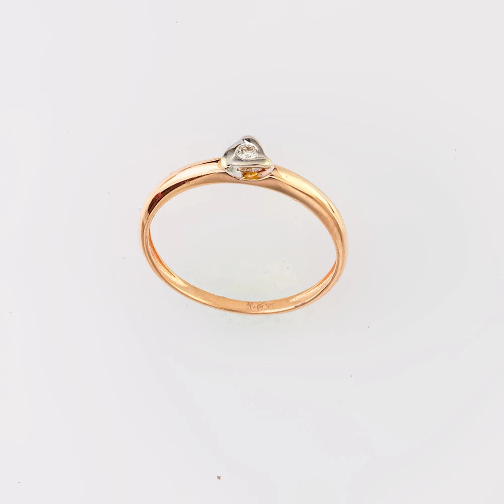 Кольцо с бриллиантом из красного золота 585 пробы