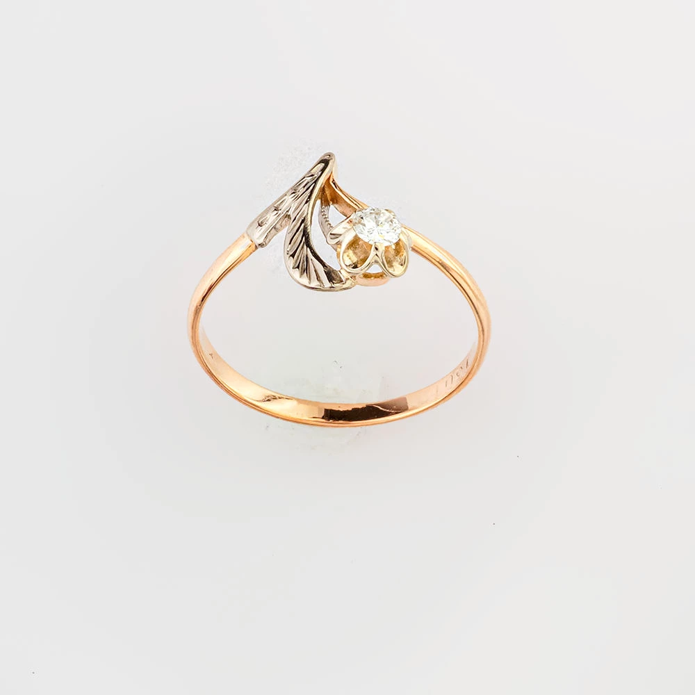 Кольцо с бриллиантом из красного золота 583 пробы