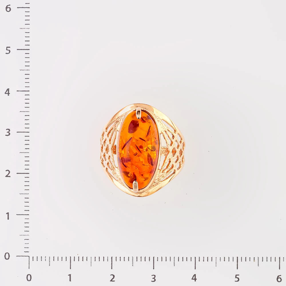 Кольцо с янтарем из красного золота 583 пробы