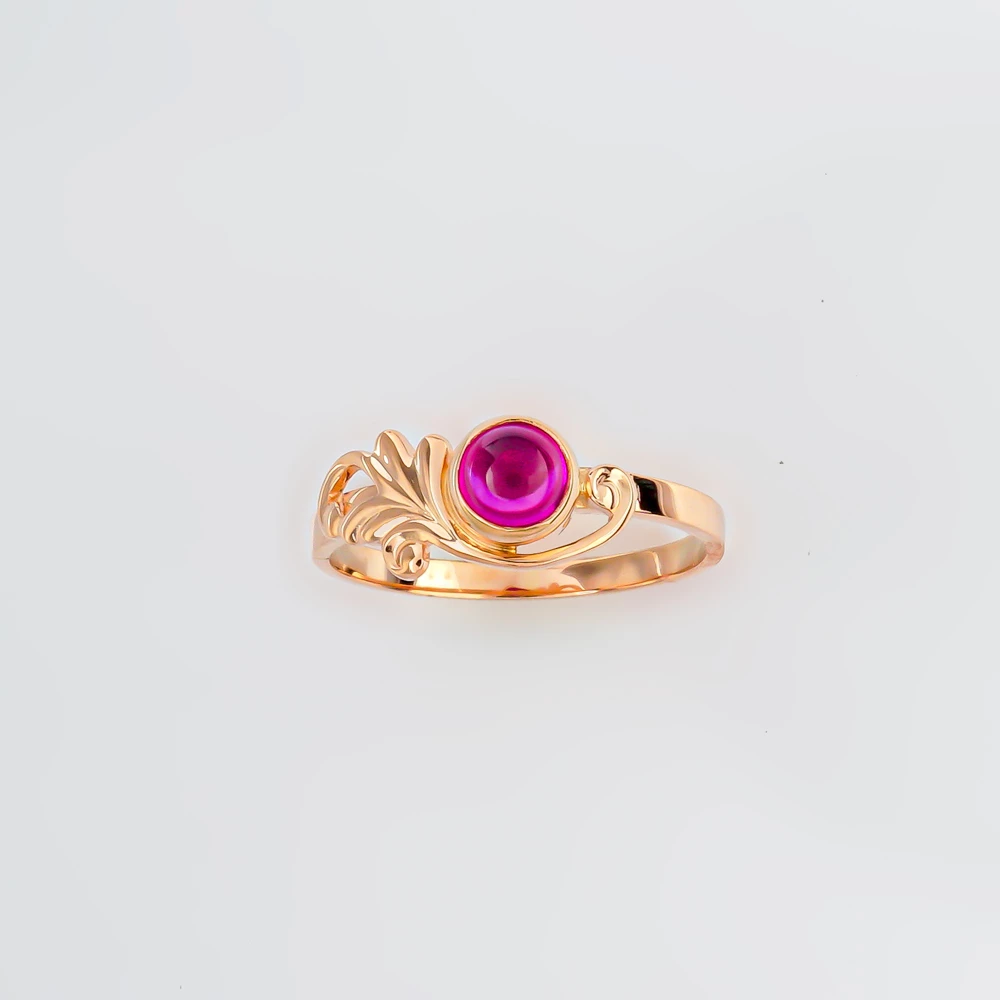 Кольцо с фианитом из красного золота 583 пробы