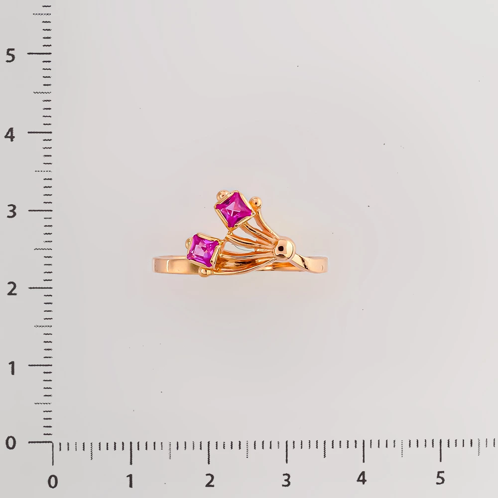 Кольцо с фианитом из красного золота 585 пробы