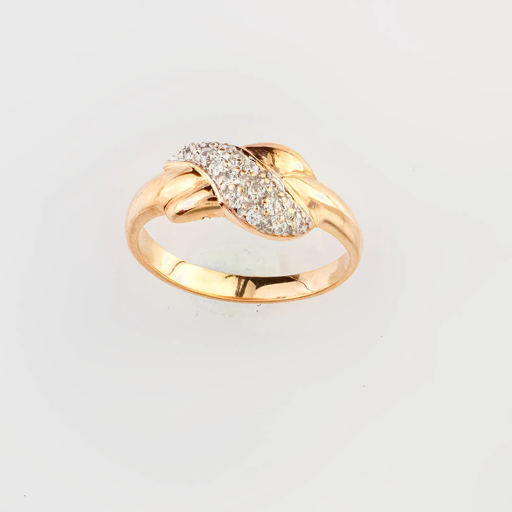 Кольцо с фианитом из красного золота 585 пробы