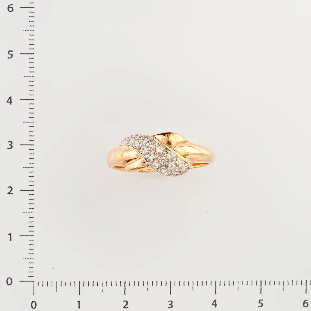 Кольцо с фианитом из красного золота 585 пробы