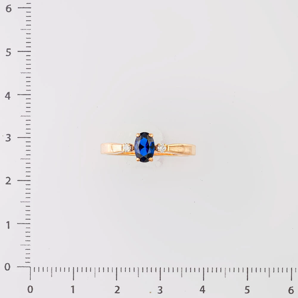 Кольцо с сапфиром синтетическим из красного золота 585 пробы