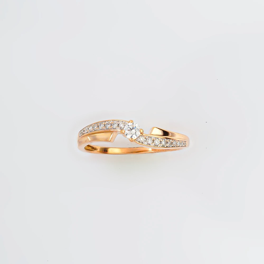 Кольцо с бриллиантом из красного золота 585 пробы